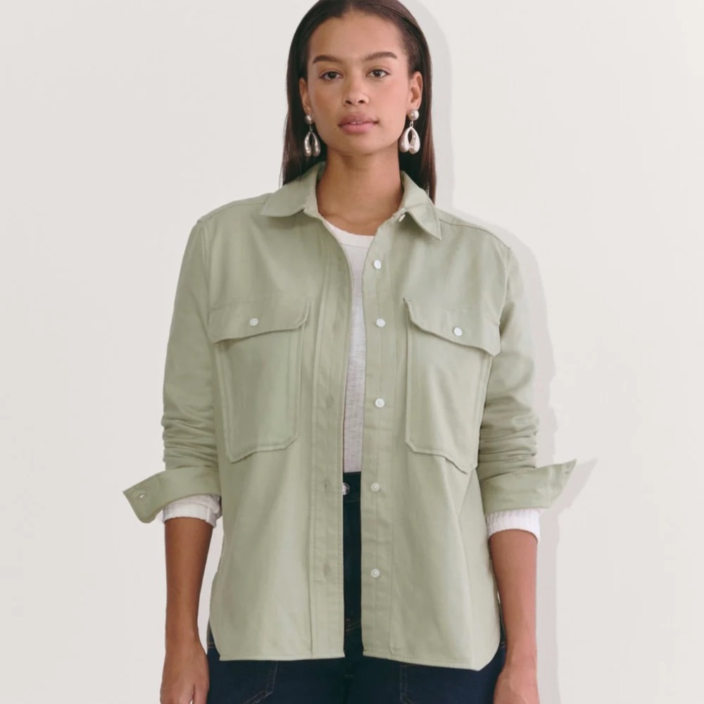 Everlane The Boyfriend Shirt Flannel Seagrass Green XL NWT